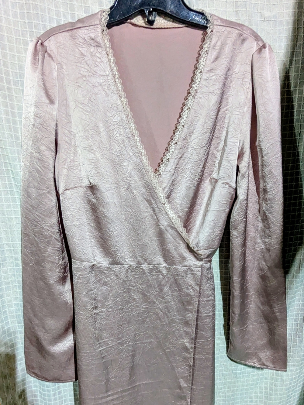 Women's Pink Lace-Trim Wrap Dress